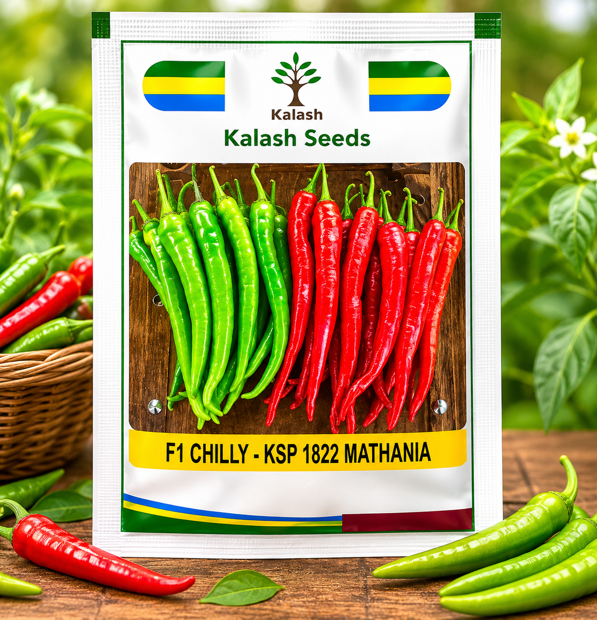 Kalash KSP 1822 Mathania F1 Hybrid Chilli Seeds (10GM)